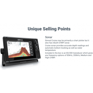 Simrad Cruise 5 kaartplotter met ingebouwde GPS en transducer Simrad Cruise 5 kaartplotter met ingebouwde GPS en transducer